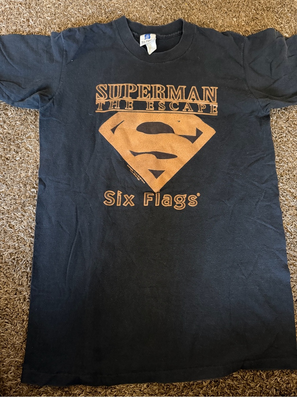 VINTAGE 1996 Six Flags Superman The Escape Promo T-Shirt Size Medium 90s Coaster